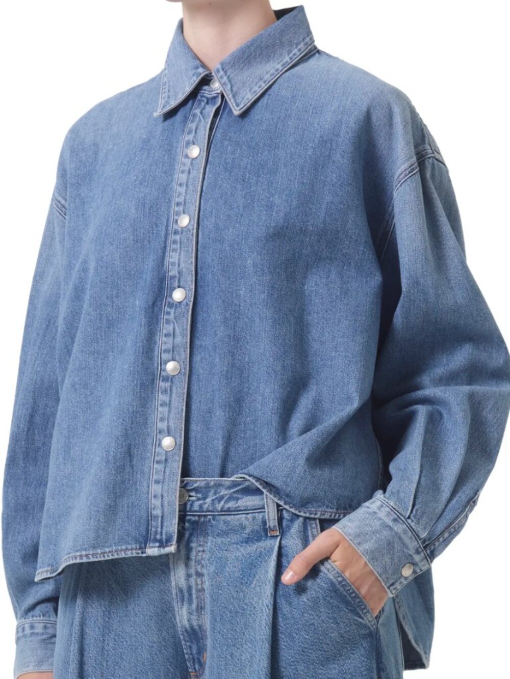 AGOLDE Aiden High-Low Denim Shirt